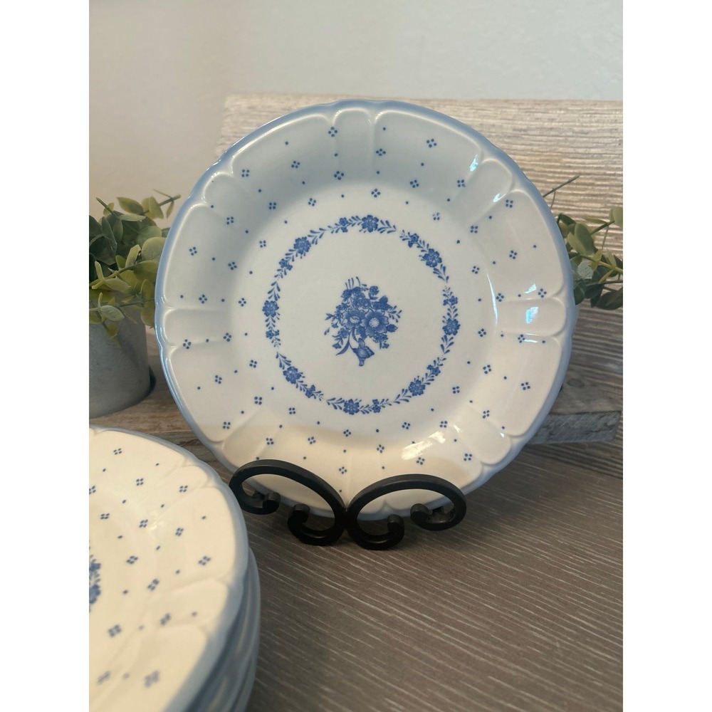 Set of 6 - Sango Renaissance Stoneware Arcadia Blue Salad Plates